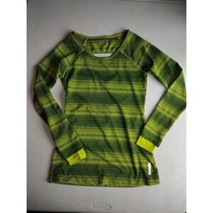 Asics Green Striped Long Sleeve Top